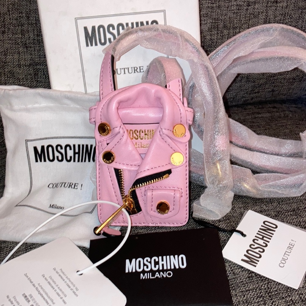 Holiday SALE 🎁⬇️ 🎉FINAL PRICE 💎 Moschino Pink Biker Jacket Crossbody Pouch